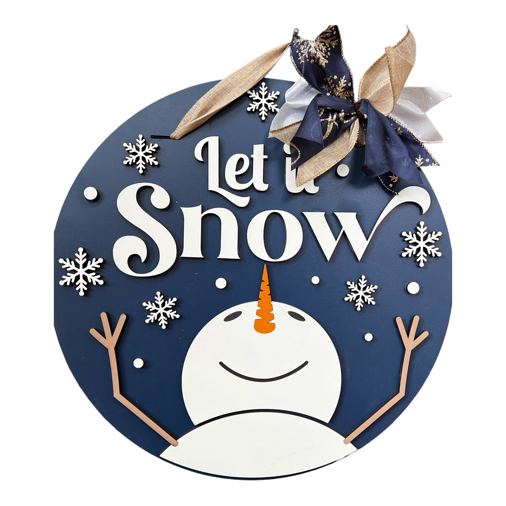 Let it snow snowman Door Round Front door sign